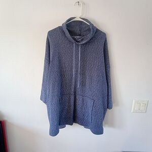 Pure Jill Blue Marled Cowl Neck Oversized Knit Sweater 2X Cozy Chic Plus